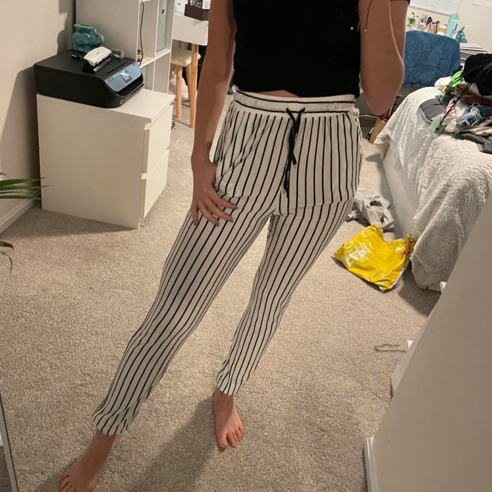 Black & white pinstripe pants